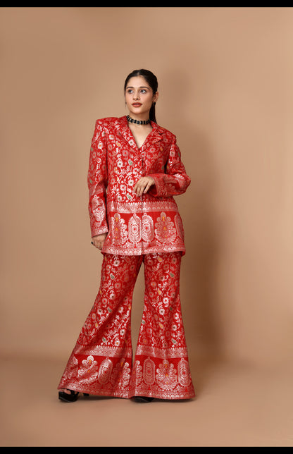 Zari Woven Silk Jacket & Pants Set