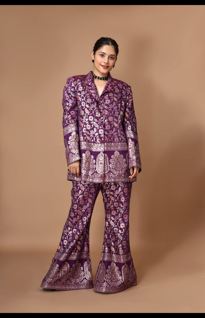 Zari Woven Silk Jacket & Pants Set