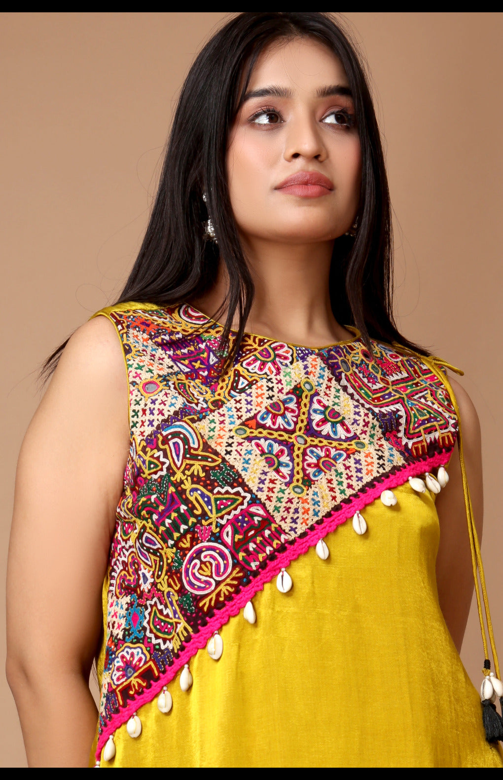 Handcrafted Ajrakh and Kutchi Embroidered Outfit