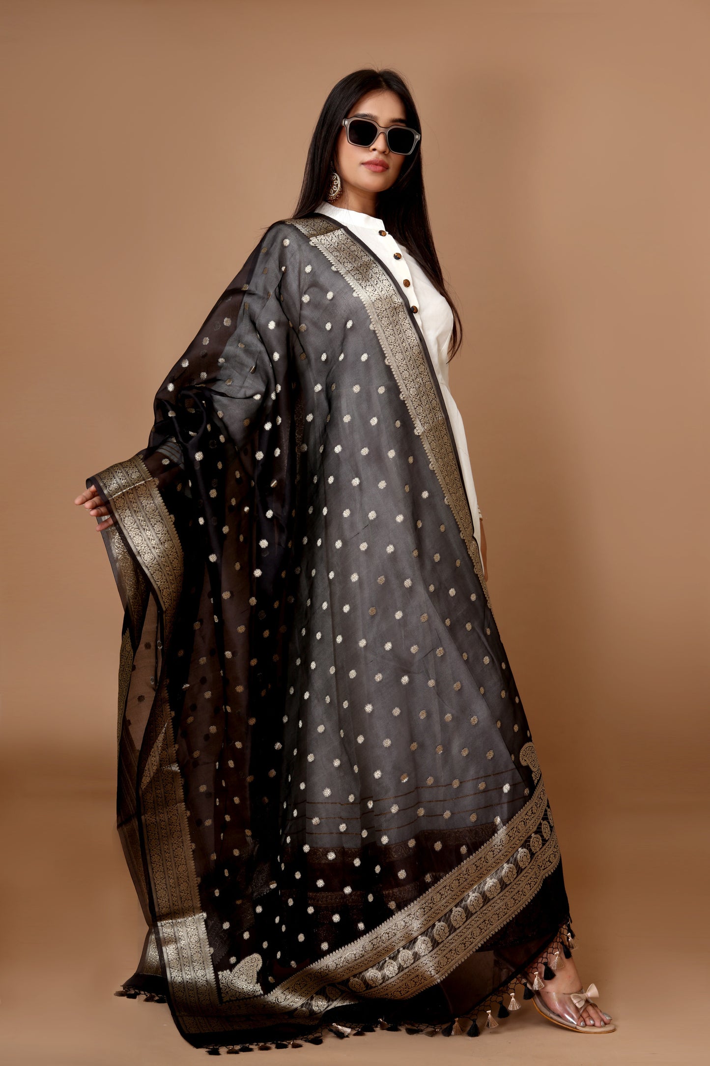 Classic Chanderi Silk Anarkali with Banarasi Border and Kora Banarasi Dupatta