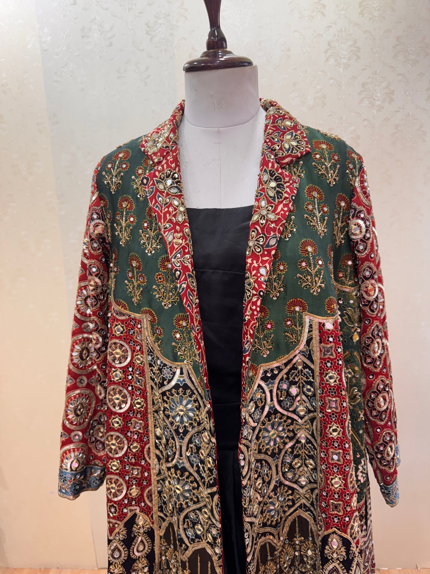 Ajrakh hand embroidered jacket