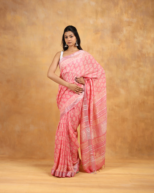 linen handloom hand block printed