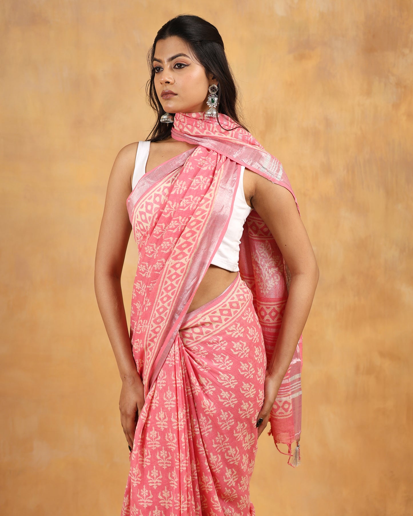 linen handloom hand block printed