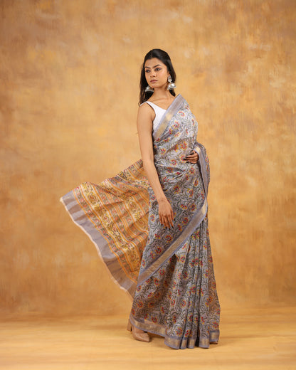 maheswari silk hand block printed saree