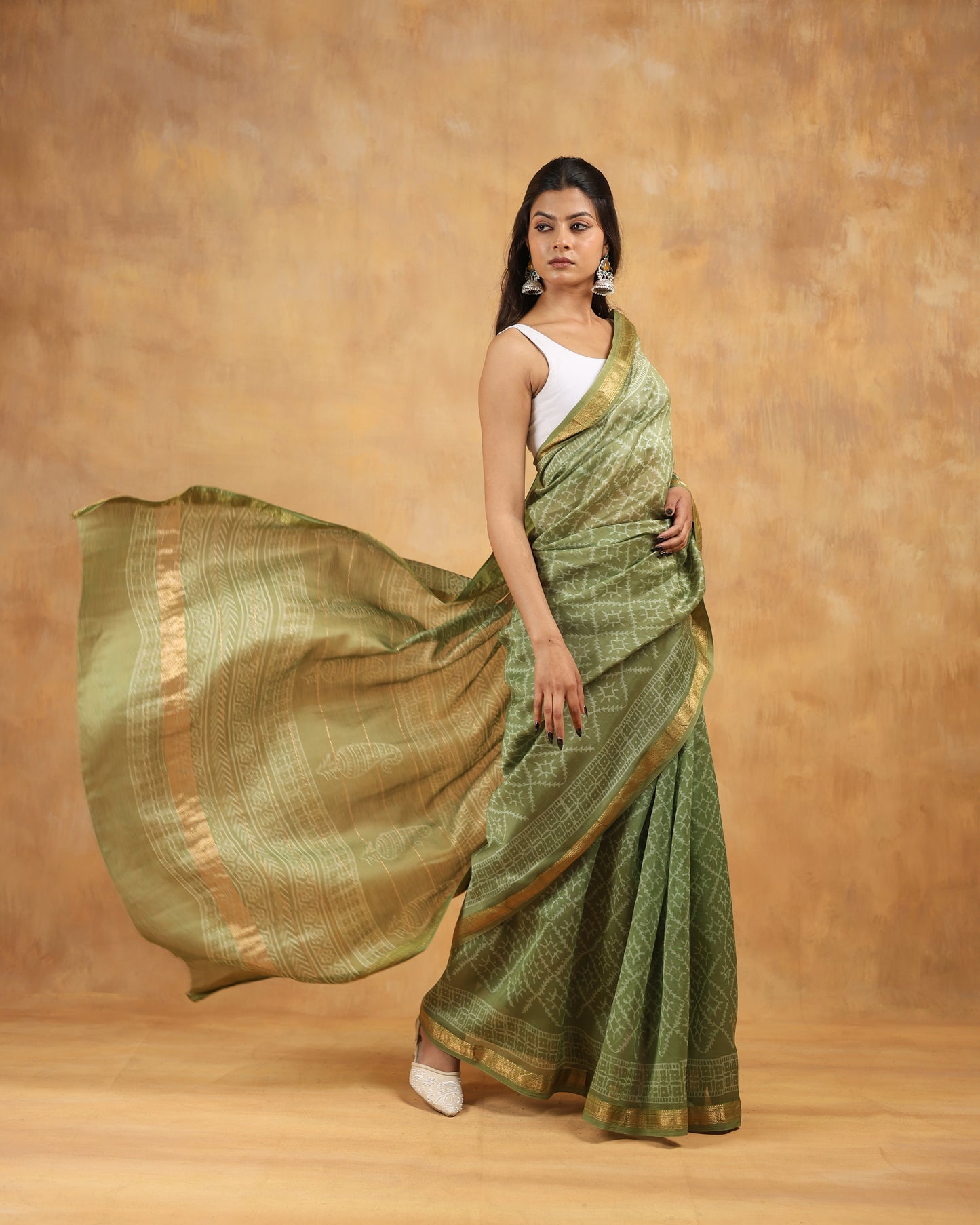 maheswari  silk hand block printet saree