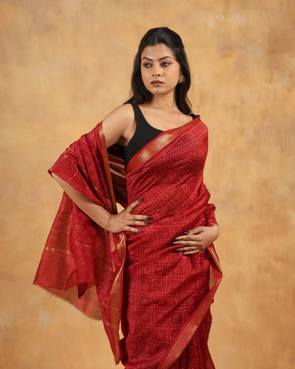 Maheswari silk hand block hand printed saree