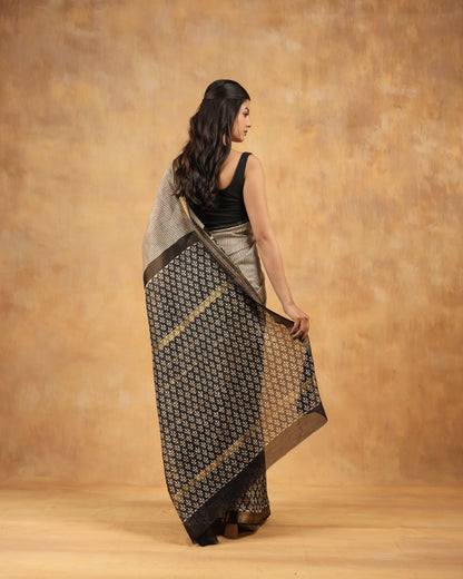 maheswari silk hand block printed saree
