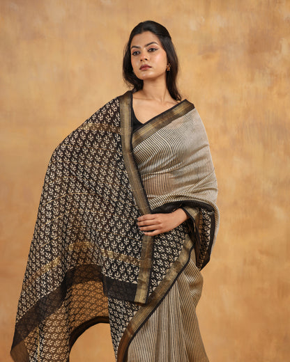 maheswari silk hand block printed saree