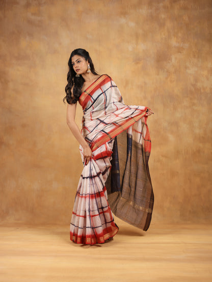 maheswari silk hand block printed saree