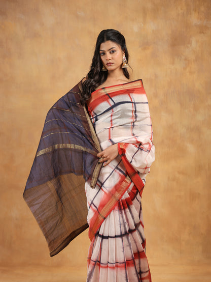 maheswari silk hand block printed saree
