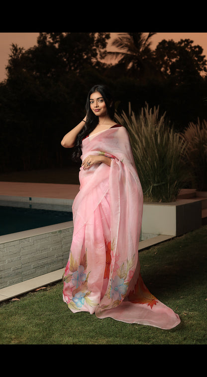 Hand-Painted Pure Silk Saree