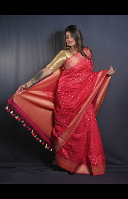 Cotton Silk Banarasi Saree with Zari Weave Border