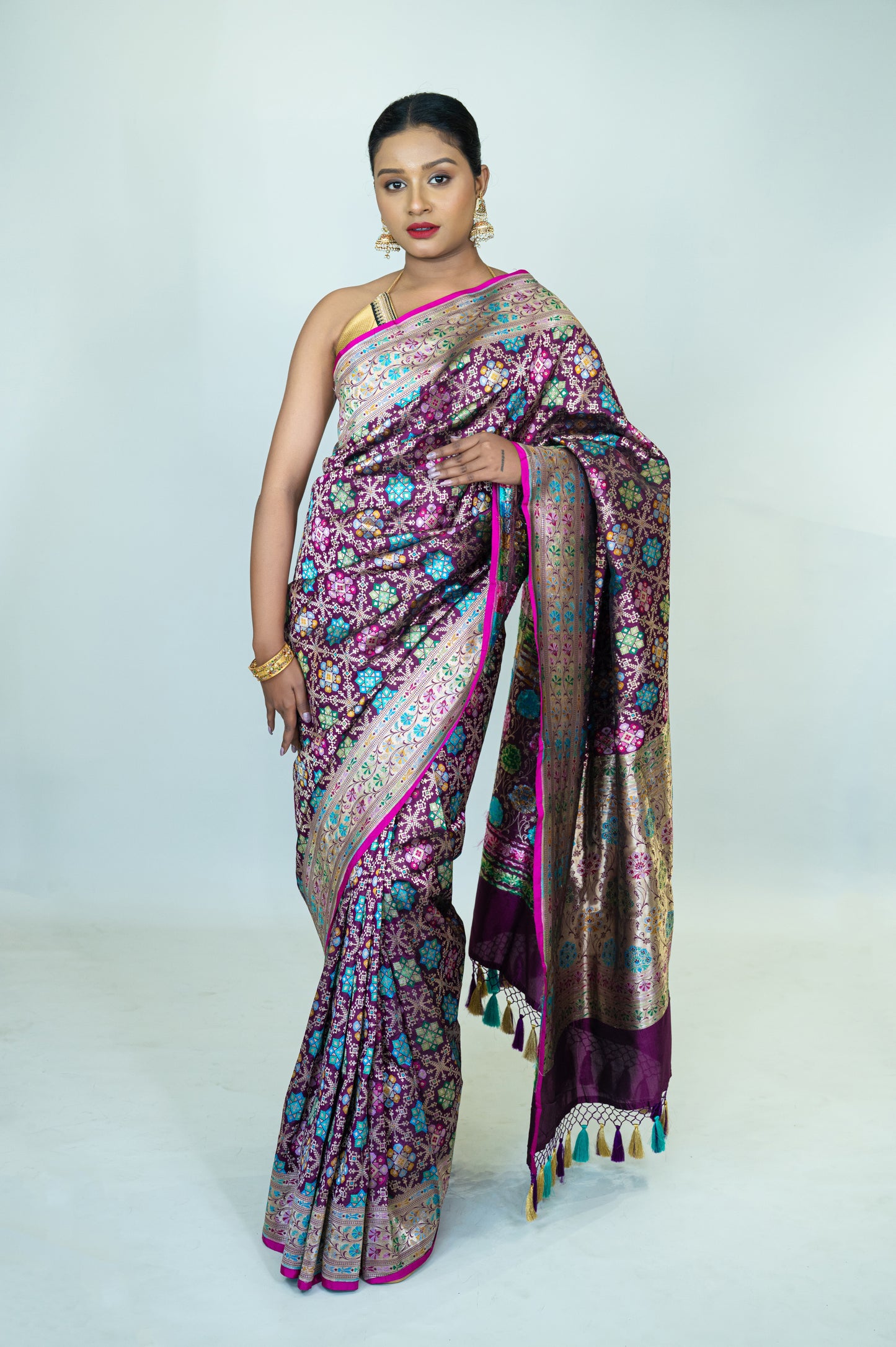 Handwoven Katan Silk Patola Banarasi Saree