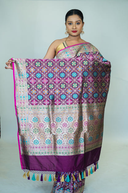 Handwoven Katan Silk Patola Banarasi Saree