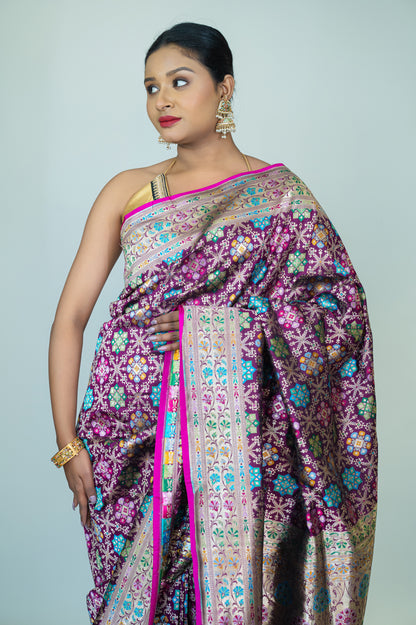 Handwoven Katan Silk Patola Banarasi Saree