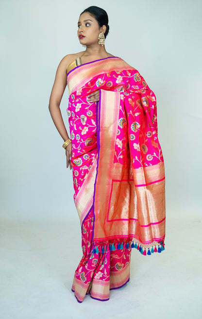 Hand-Woven Katan Silk Banarasi Saree in Pure Mulberry Silk