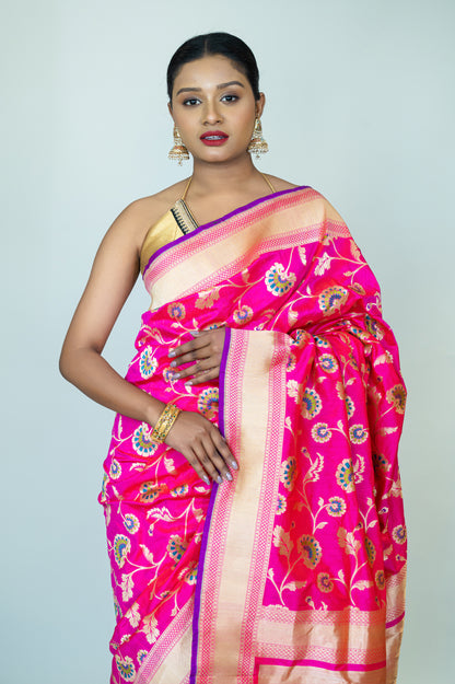 Hand-Woven Katan Silk Banarasi Saree in Pure Mulberry Silk