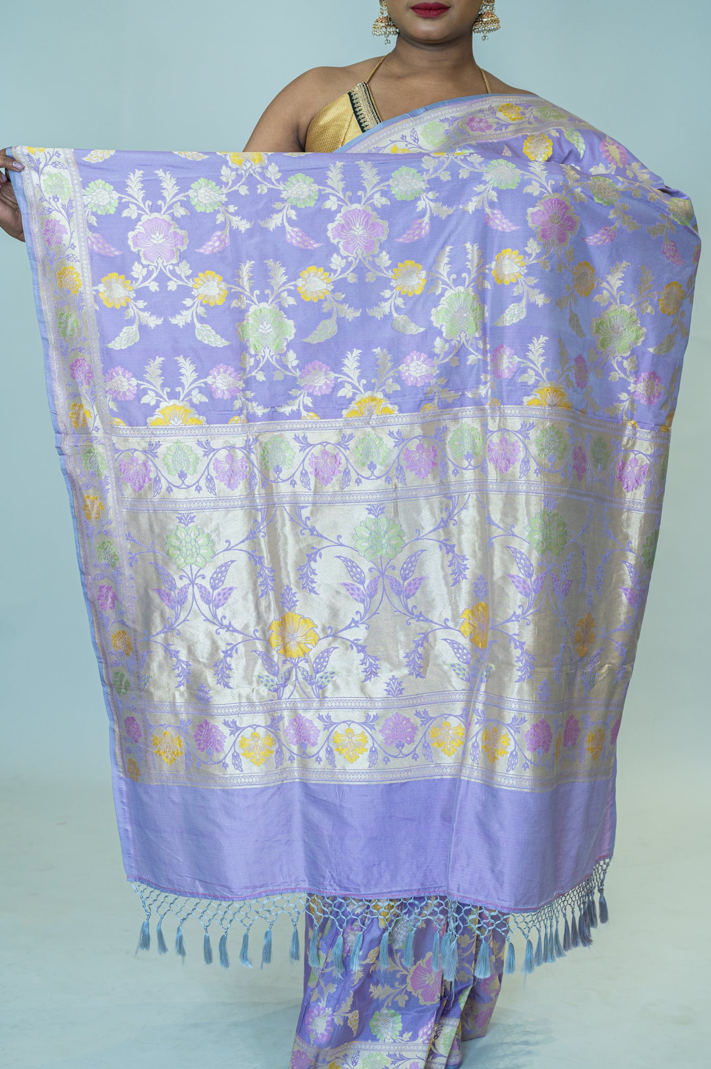 Hand Woven Katan Silk Banarasi Saree with Meenakari Weave