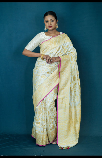 Hand Woven Katan Silk Banarasi Saree with Kadhua Weave