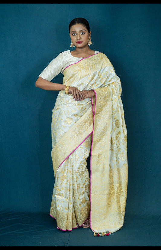 Hand Woven Katan Silk Banarasi Saree with Kadhua Weave