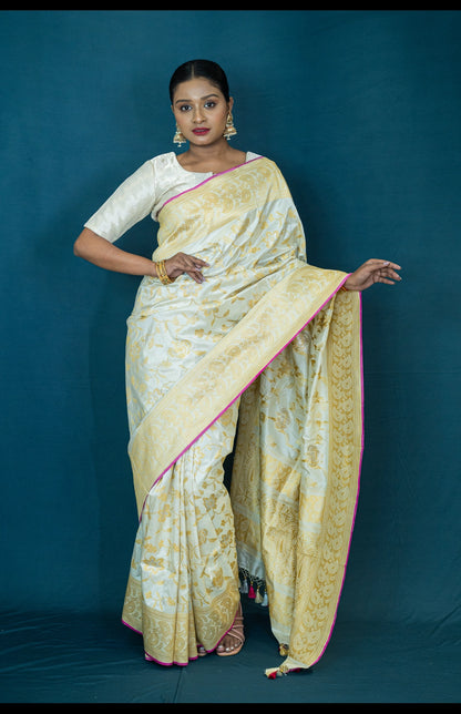 Hand Woven Katan Silk Banarasi Saree with Kadhua Weave