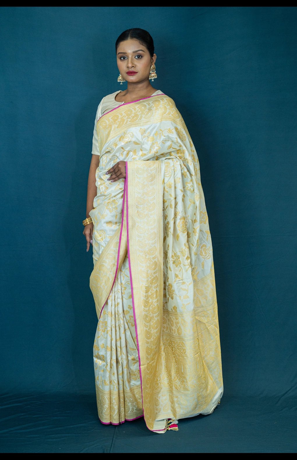 Hand Woven Katan Silk Banarasi Saree with Kadhua Weave