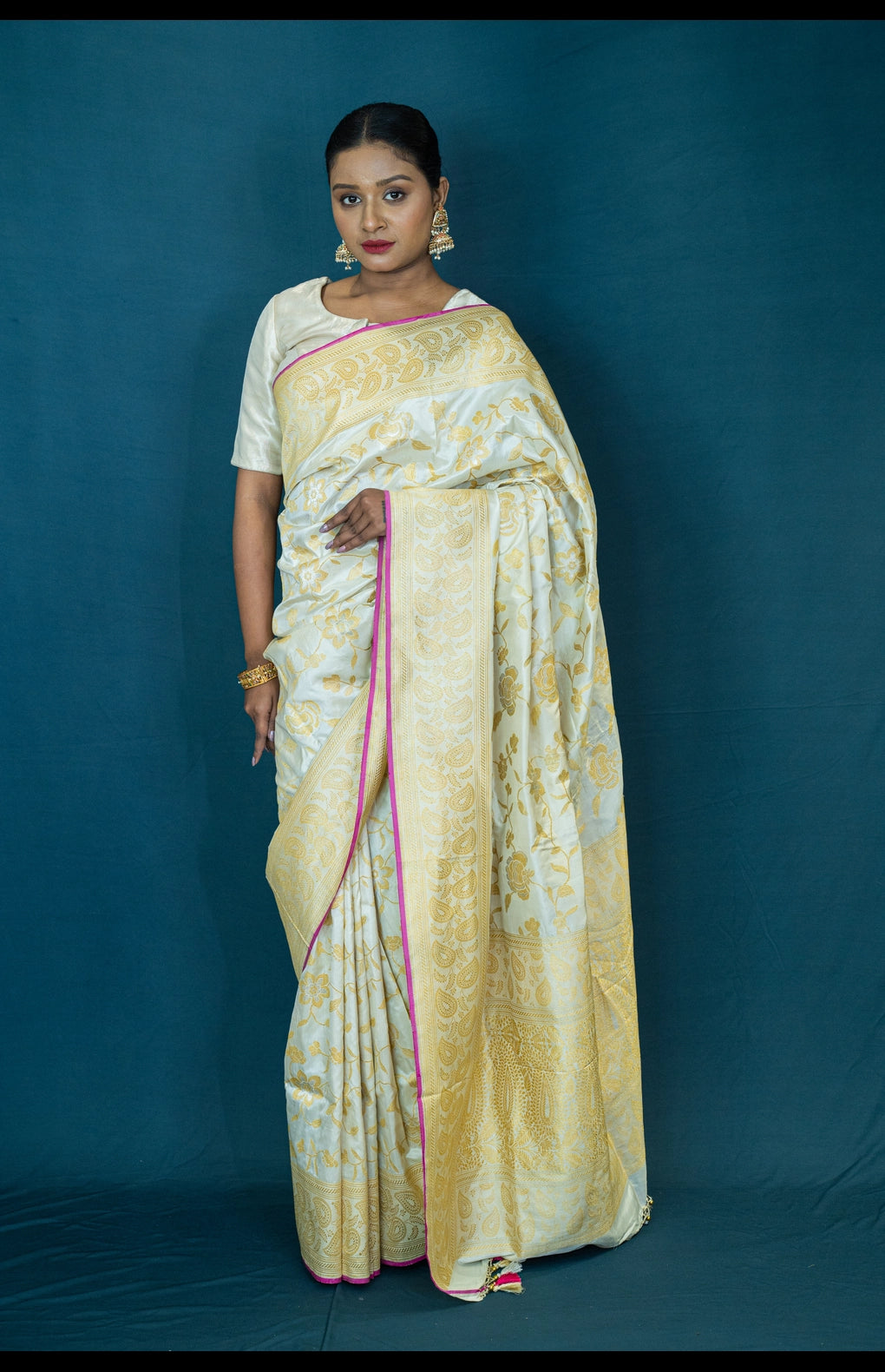 Hand Woven Katan Silk Banarasi Saree with Kadhua Weave