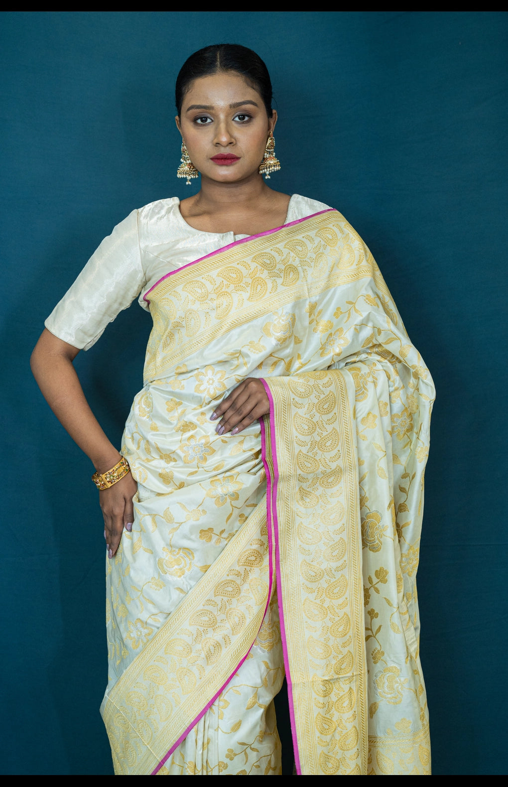 Hand Woven Katan Silk Banarasi Saree with Kadhua Weave